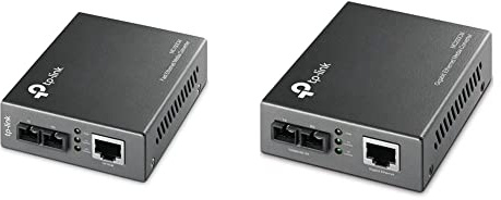 TP-Link MC100CM Konverter (100 Mbps, Multimode Fiber) & MC200CM Gigabit Ethernet Medienkonverter (1000 Mbit/s, Multimode Fiber, 802.3ab, 802.3z, bis zu 0,55 Km) schwarz metallic