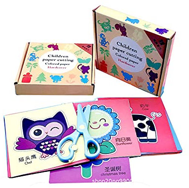 ERYUE Papierschnitt,Kinder-Sicherheits-Schere-Set Vorschulkind-Schulungs-Schere Kindergarten Kinder Scherenschnitt Diy Bastelbedarf Kit