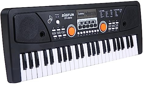 Btuty 49 Tasti Piano Tastiera Keyboard USB Elettronico Pianoforte Elettrico Con Microfono Nero Musica Digitale Tastiera Elettronica Altoparlanti Stereo Integrati Con 16 Toni 8 Ritmi 6 Canzoni Demo