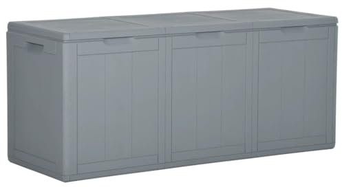 vidaXL Garten Aufbewahrungsbox Kissenbox Auflagenbox Gartenbox Gartentruhe Kissentruhe Gerätetruhe Kiste Box Mehrzwecktruhe 270L Grau PP Rattan
