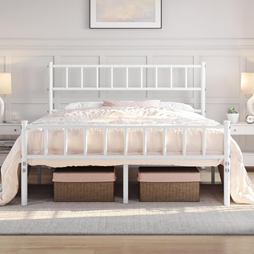 Yaheetech Struttura Letto Matrimoniale Ferro per Materassi di 160 x 200 cm