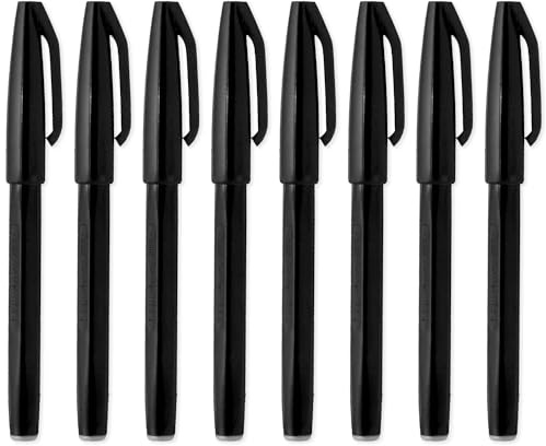 Pentel Original Sign Pen S520 Faserstift-Marker Stifte Farbe Fineliner - 2mm Spitze 1mm Linienbreite - 8er-Packung (Schwarz)