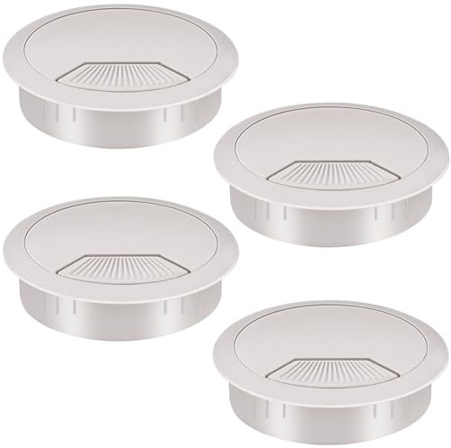 Dawenur 4 pezzi Gommino per scrivania 60 mm Foro per cavo da scrivania in plastica Piano di lavoro Cavo ordinato per ufficio Computer Desk Fili