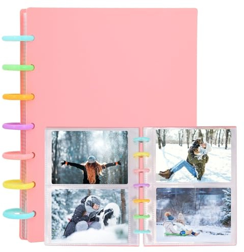 Tugle Photo Album 4x6 Photos, 80 Pockets Hard Cover Small Mini Capacity Pictures Album for Family Wedding Anniversary Baby Vacation (Pink)