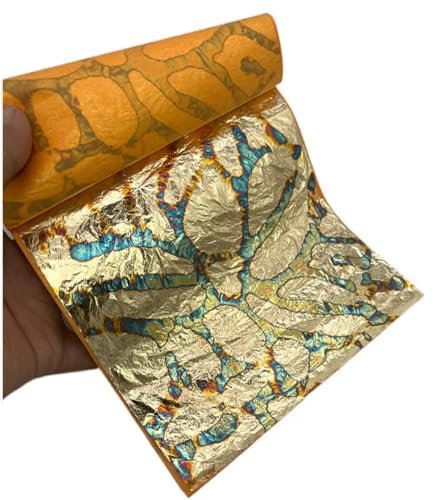 QIUMING Bunte, Bunte Blattgoldfolie, 14 x 14 cm, 50 Blatt pro Heft, für Bastelarbeiten, Nageldekoration, Vergoldung, Nachahmung von Goldfolienblättern