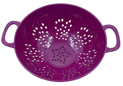 couponhub Passoire alimentaire robuste de 15,2 cm, passoire à légumes de grande capacité avec double poignée, panier égouttoir à fruits multifonction en plastique pour cuisine (violet)