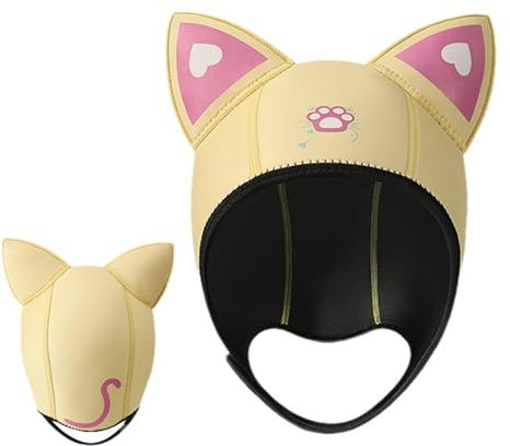 Cappuccio da sub, con orecchie da gatto, orecchie da gatto, 3 mm, in neoprene, per donne e bambini, cappello per immersioni subacquee per snorkeling