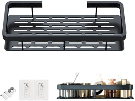 BAOWUABJ No-Drill Shower Caddy Shelf with Quick-Dry Design, Rustproof Bathroom Organizer, Large Capacity Grey Storage for Inside Shower (Set of 1)