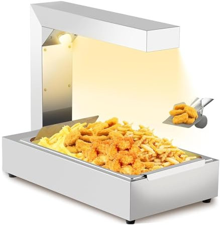 LJYKBFL Lampada Riscaldante per Alimenti, Scalda Patatine Fritte Scaldavivande Commerciale con Vaschetta Scolapiatti Staccabile, Lampada Scalda Alimenti Inossidabile per Ristorante Cucina Caffetteria