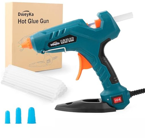 Dweyka Hot Glue Gun, 60/100W Dual Power Glue Gun Kit with Glue Gun Sticks 11mm, Professional Level Multifunctional Hot Melt Glue for DIY School Craft Projects and Quick Home Repairs (Green)