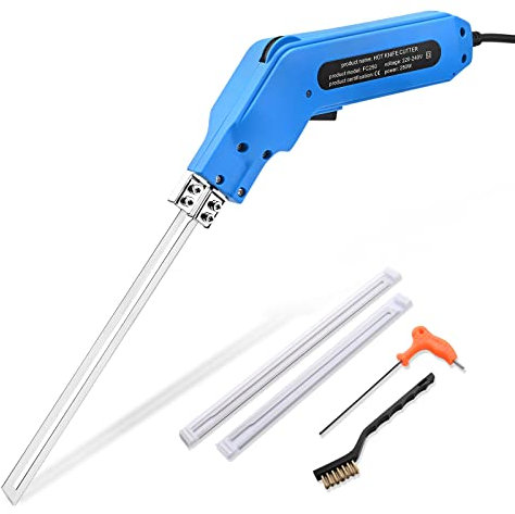 Ovshnrr 250W Coupe Polystyrène, Couteau Thermique pour Polystyrène, Couteau Chaud Electrique avec 2 lames Droites 200/250 mm