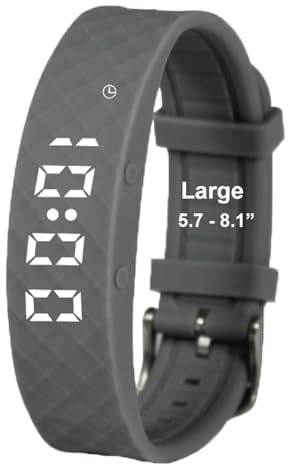 e-vibra Montre d'apprentissage de la propreté – Montre vibrante silencieuse rechargeable – Montre de rappel médical – avec minuterie et 15 alarmes quotidiennes (gris, taille L), Gris, L, L