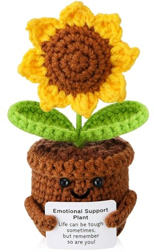 Hshenjhu Girasole Positivo, 14 x 7 cm Girasole di Supporto Emotivo, Mini Divertente Girasole Positivo con Carta Positiva, per Festa di Compleanno Regalo, Familiari Amici Regali