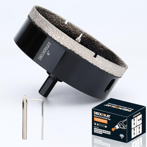 4 inch Diamond Hole-Saw Bits with Pilot Drill Bit -4 Diamond Tipped Tile Hole Saws with Guiding Bit Accurate Drilling for Porcelain Tile Ceramic Pottery Granite Stone Glass Bottles 102mm.