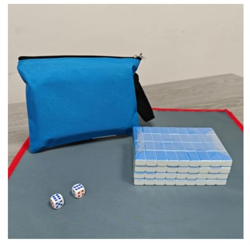 Mahjong Mah Jongg Små Mahjong Travel Family Mahjong Spel Med 144 Graverade Brickor Hushållshand Mahjong Mahjong Kostym(Blue)