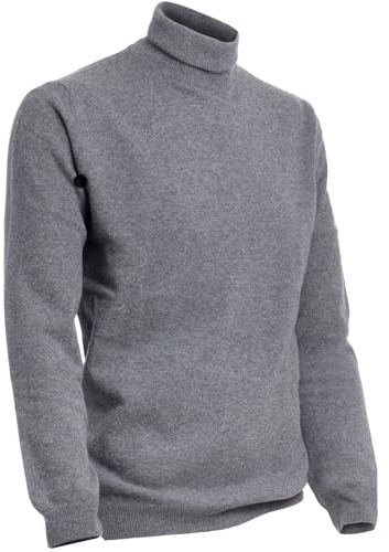 Maglifilo - Dolcevita Uomo 100% Lana Finezza 12 - Maglione Collo Alto Uomo, Eleganza e Comfort Perfetti per Ogni Occasione - Capo Versatile e Raffinato (IT, Testo, XL, Regular, Regular, Grigio Medio)