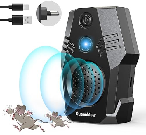 Ultrason Souris et Rats, Repulsif Souris avec Ultrasons Conversion Fréquence, Repulsif Souris et Rats Ultrason Puissant pour Rongeurs, Rats, Souris, Araignées, Cafards, 4 Modes pour Maison/Restaurant