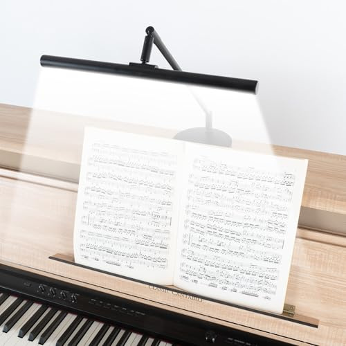 Classic Cantabile SM Lampe de Piano dimmable avec mémoire, 78 LEDs blanc chaud, articulations rotule, port de chargement, lampe de table noire pour pupitre.