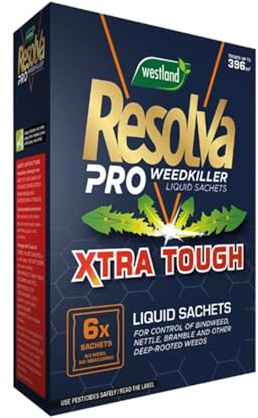 Resolva Pro Xtra Tough Liquid Sachets 6 x 100ml- Fast-Acting Weedkiller for Tough Weeds & Roots, Kills Annual & Perennial Weeds, Systemic Formula, Easy-to-Use, Ideal for Large Garden Areas