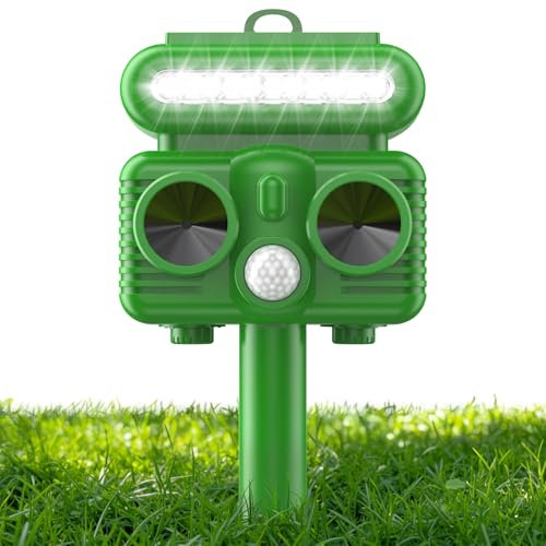 HOPPE'S Repellente per Gatti, Ultrasuoni Repellente Gatti Solare con Flash LED, Repellente Impermeabile,5 Modalità Regolabili Repellente Per Cani, Uccelli, Topi