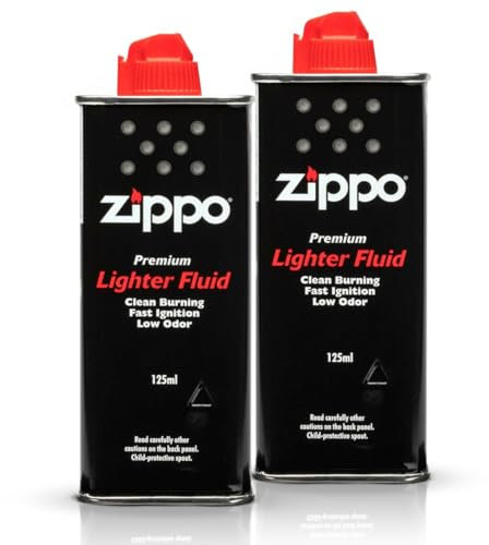 Zippo Lighter Fluid 2 Pack – 125ml Fast Ignition, Clean Burning Fuel for Windproof Lighters & Hand Warmers, Reliable Long-Lasting Refil