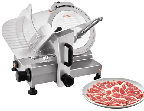 Hakka Electric Meat Slicer, 12inch Blade Commercial Food Slicers Aluminum Alloy Semi-Auto Cheese Slicer for Meat Bread Ham Adjustable Thickness 220V/50Hz/250W