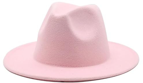 AAIXXIZAO Fedora Trilby Filzhut Hut Filz Jazz Hüte Für Frauen Männer Junge Mädchen Hüte Hochzeit Dekorieren Panama Kappe 59-60Cm Rosa