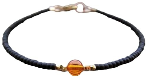 LKBEADS Armband aus baltischem Bernstein, 8 mm, rund und Rondellform, glatt geschliffen, 17,8 cm, vergoldeter Verschluss, für Männer und Frauen|LK_STACK_00918