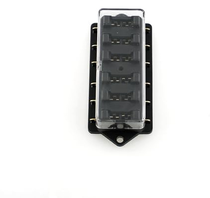 Fesjoy Universal 8-vägs Säkringsboxhållare med 8 Standardsäkringar - Lätt Att Installera Säkringsboxblock för Bilmarinbåt, Genomskinligt Skydd för Dammskydd (6)