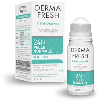 Dermafresh Deodorante Roll-On Efficace 24h, 100 ml, Pelle Normale, Antimacchia, Profumazione Delicata, Freschezza Immediata, Dermatologicamente Testato