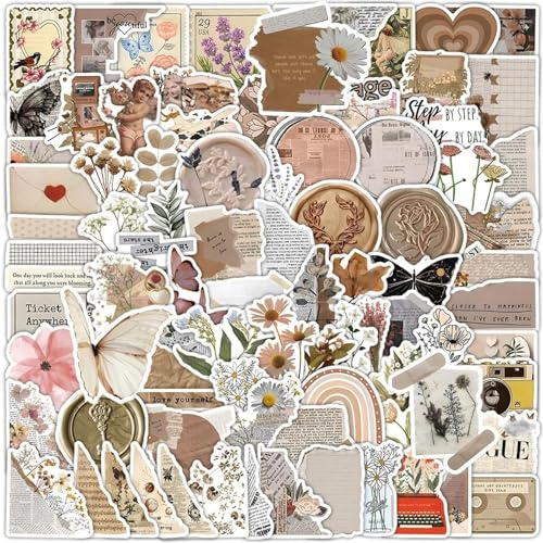 KNUIUYY 120 Pcs Pegatinas Vintage Aesthetic, Pegatinas Kindle & de Lectura, Bullet Journal Pegatina Vinilo Impermeable, Pegatinas Kindle & de Lectura, para DIY Diario Scrapbook Álbum de Recortes