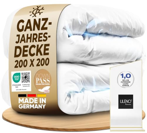 LILENO HOME Bettdecke 200x200 Ganzjahresdecke (90% Daunen / 10% Federn) – | Flüsterleise, Anschmiegsame & Wolkenweiche Bettdecke 200x200 Daunen – Made in Germany, Oeko-Tex & 60 °C Waschbar