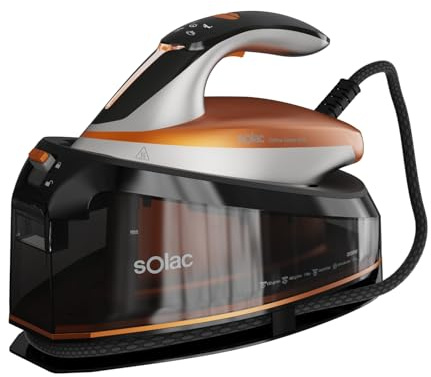 Solac - Centrale vapeur 3000W | 7 bars | Coup de vapeur 400 g/min | Vapeur continue 130 g/min | Réservoir 1,5 L | Semelle Bi-Flow Steam | Technologie Smart | Antigoutte | Autonettoyage