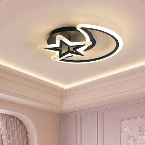 IRONDELIC Deckenlampe Kinderzimmer 50CM 62W LED Deckenleuchte Dimmbar mit Fernbedienung, 3000K-6000K, Modern Stern Mond Kinderlampe Schlafzimmer, CRI 90+ Augenfreundlich Nachtlicht für Mädchen Junge
