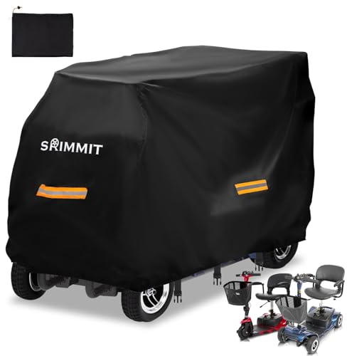 SRIMMIT Mobility Scooter Covers Waterproof Outdoor, 420D Oxford Fabric Electric Scooter Rain Cover for Outside Storage, Reflective Strips,3 Buckles and Large Bag,(XL 57 x 27 x 39)