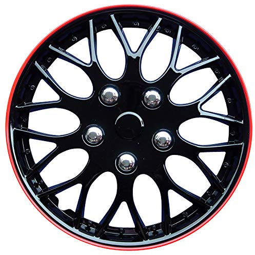 AutoStyle 4er Set Radzierblenden Missouri 14-Zoll Schwarz/Rot unrandet