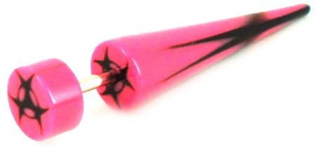 Chic-Net Biohazard Symbol pink schwarz Fake Piercing Expander Dehnungsstab Straight Dehnstab Unisex Acryl