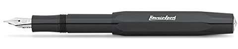 Kaweco SKYLINE SPORT Füllhalter Black I Premium Füllfederhalter für Tintenpatronen mit hochwertiger Stahlfeder 13 cm I Füller in Schwarz I Federbreite: EF (Extra Fein)