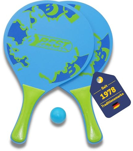 BEST SPORTING Beachball Set I 2 Beachball-Schläger & elastischer Kunststoffball I Outdoor Strandspiele Erwachsene I Outdoor Spiele für Kinder I unterhaltsames Strand-Spiel für die Familie