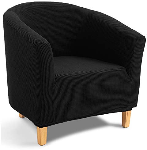 TIANSHU Poltrona Da Cocktail Chesterfield Fodere Coprisedia, Elasticizzato Jacquard Antiscivolo Fodera Per Sedia Da Club Antiscivolo Copripoltrona Rimovibile Universale(Nero)