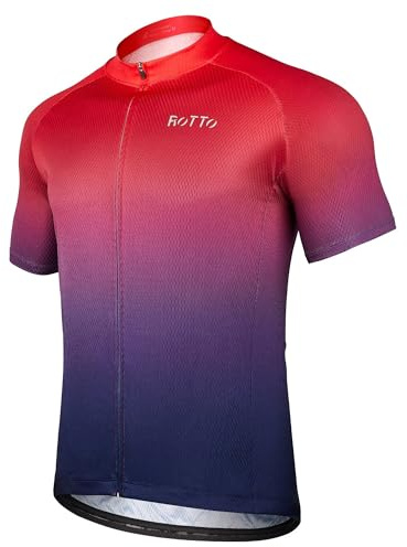 ROTTO Maillot Ciclismo Hombre Camiseta Ciclismo Verano Maillot Bici Hombre Manga Corta Colores sombreados con Bolsillo de Cremallera