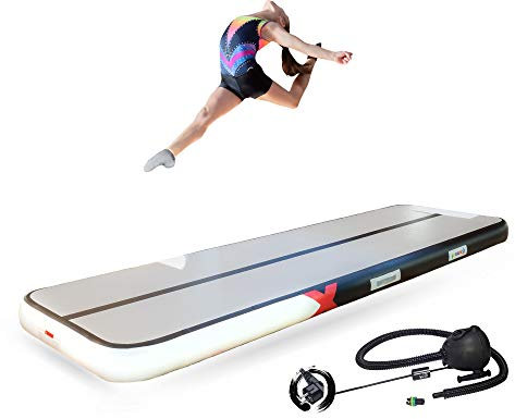 YouAre Air Track Matte 15 cm Höhe AirFloor Trainingsmatte 3M Schwarz AirTrack Tumbling Mat Aufblasbar Gymnastikmatte mit Luftpumpe (Schwarz, 3M)