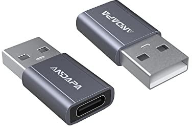ANDAPA adattatore USB C a USB (2 pezzi), per iPhone 12 13 14 15 Mini Pro Max, Airpods, iPad Pro, Samsung Galaxy Note 10 20 21 S21 Plus, Google Pixel 5 4 4a 3A XL.