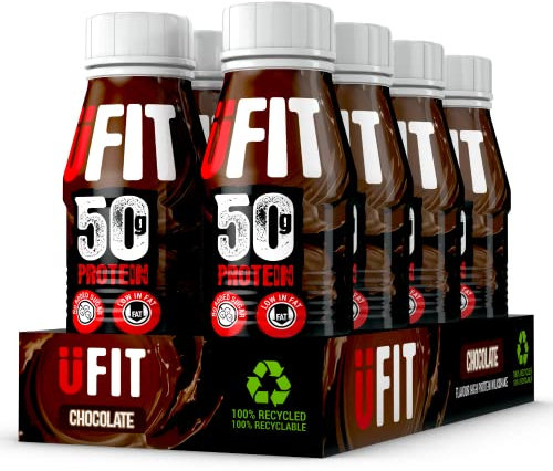 UFIT High 50g Protein Shake - Chocolate Flavour - No Added Sugar - Low in Fat - Ready to Drink -Pack of 8 x 500 ml (Packaging May Vary)