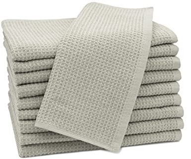 ZOLLNER 10er Set Gästetücher in 30x50 cm - langlebige Handtücher in grau - mit praktischem Aufhänger - Zeitloses Waffelmuster - waschbar bis 95°C - Baumwolle - Hotelqualität