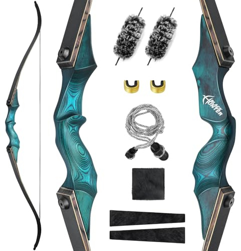 Black Hunter Takedown Recurve Bows for Adults Archery Bow Set 60 20-60 lbs Right Hand Wooden Riser with Arm Guard and Finger Guard for Outdoor Training Competition (45 lbs)