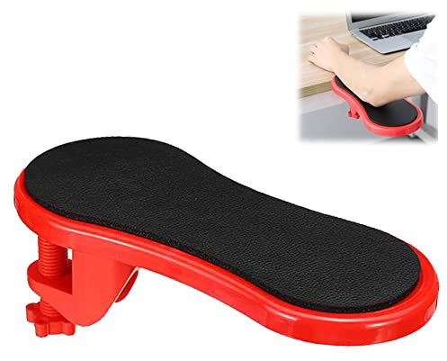 Verstellbare Computer Armstütze, Armauflage Computer, Tastatur Handgelenkauflage, 180° Verstellbar, Ergonomisch Handgelenkauflage, Tisch und Stuhl Dual Purpose, für Zuhause und Büro (Rot)