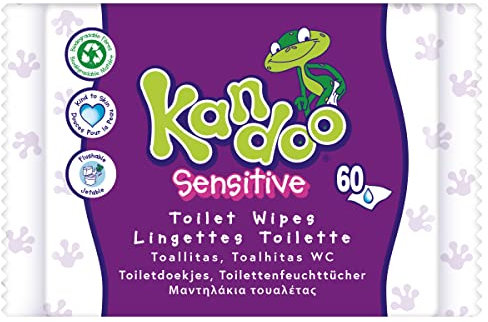 Kandoo Sensitive Flushable Moist Toilet Wipes, 12 x 60 Wipes ( Total 720 ), Biodegradable, Wet Toilet Tissues for Toddlers, Fragrance Free for Sensitive Skin, Multipack