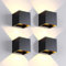 FUPE 4 Stücke Wandleuchte aussen/Innen Wandlampe LED Außenwandleuchten IP65 Wasserdichte Moderne Schwarz 6W 3000K Warmes Licht Wandleuchte Quadrat Aluminium Strahlwinkel Einstellbar