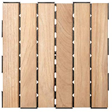 Snap & Go Dalle en Bois Teck Naturel (Lot de 4) - Miel 30 x 30 cm